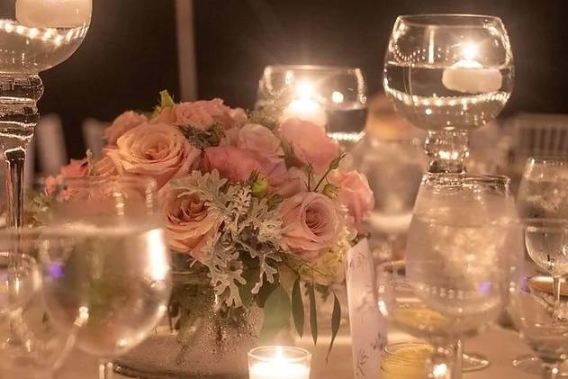 Delicate roses and warm lighting