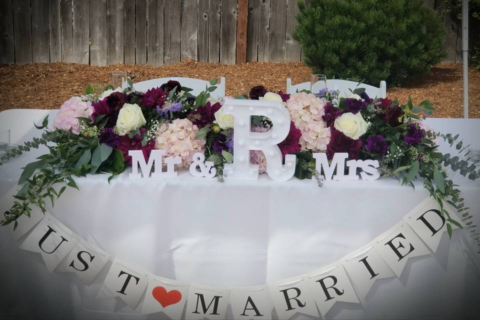 Lavender and purple head table