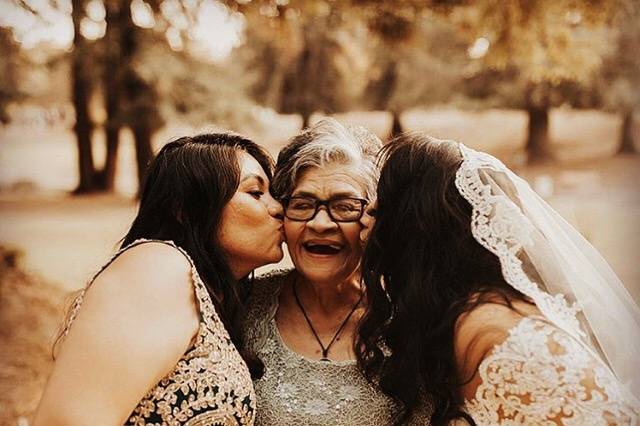 Grandmother and girls