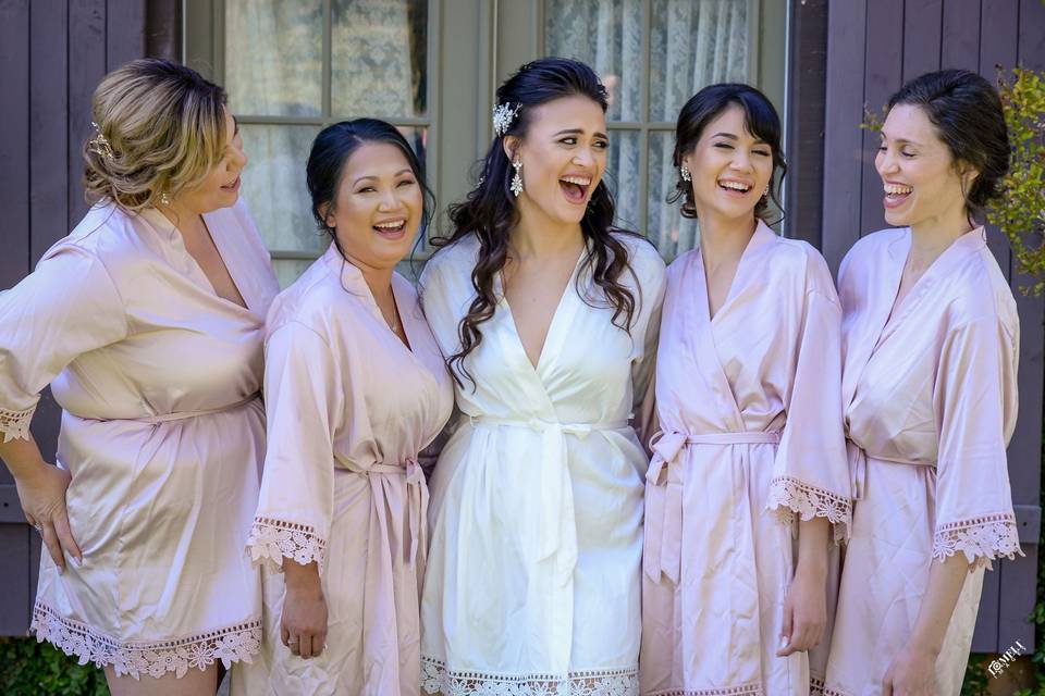 Bride and bridesmaids