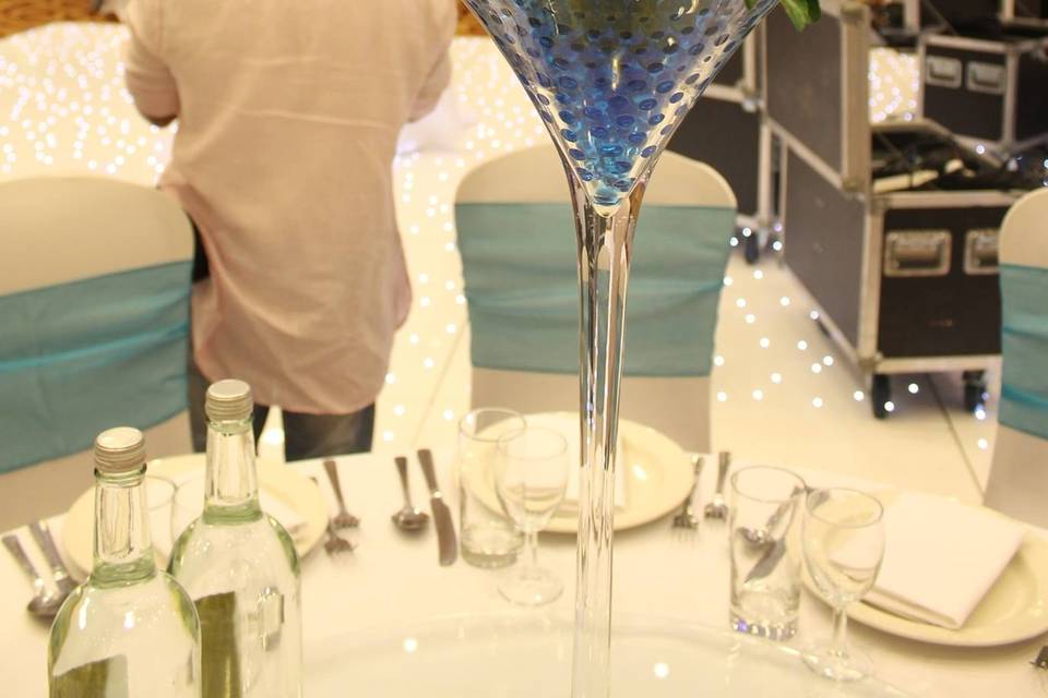 Blue and yellow centerpiece