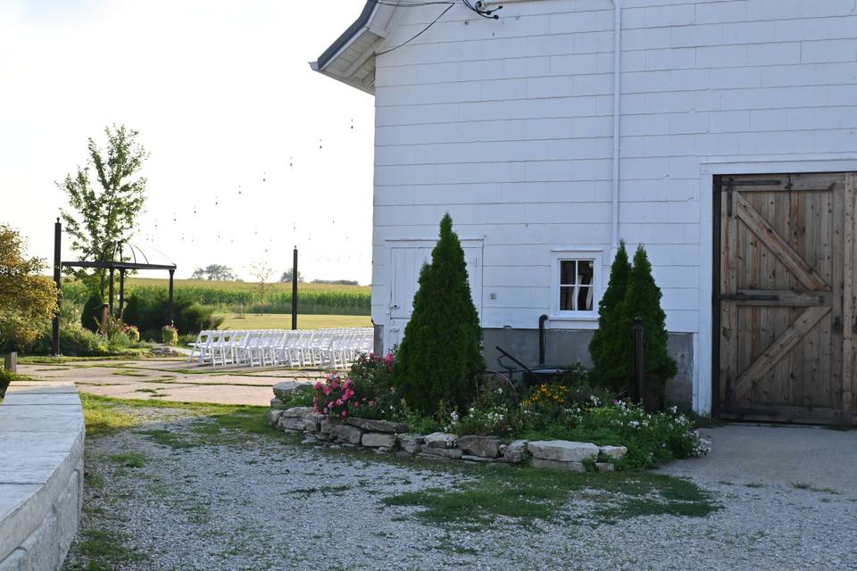 Inside barn