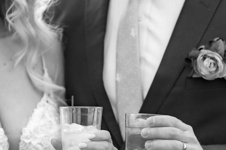 Bride & Groom with Cocktails