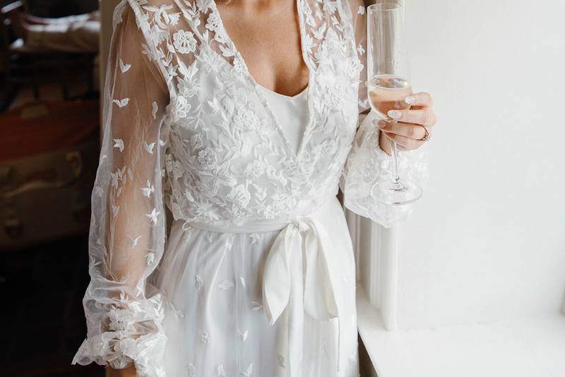 Bride with Champagne