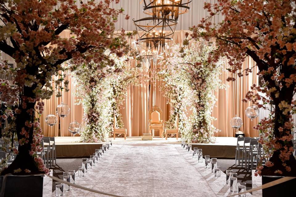 Orchid trees ceremony decor