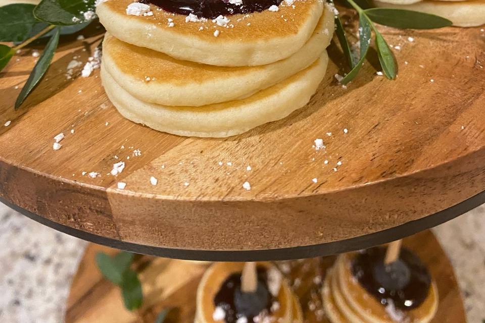 Mini blueberry short stacks