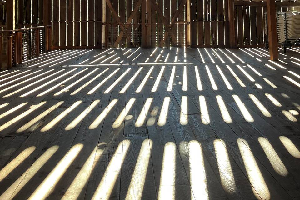 Inside of barn facing back.