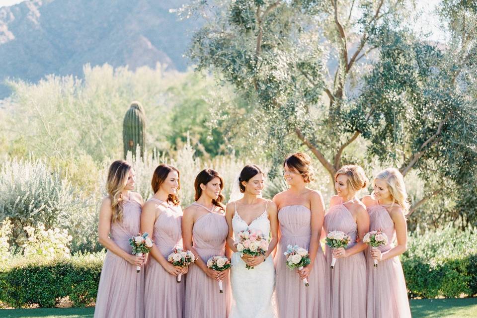 The bride with her bridesmaids