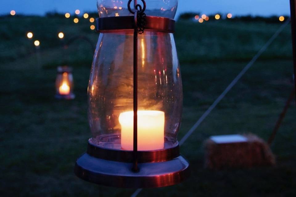 Orchard wedding lanterns