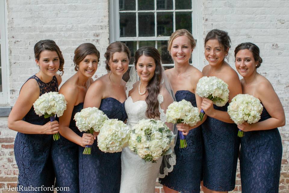 The bride and the bridesmaids