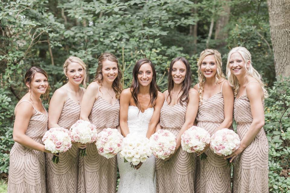 The bride and the bridesmaids