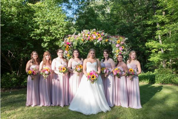 With the bridesmaids