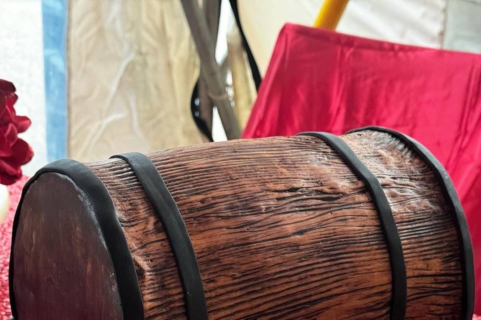 Grooms whiskey barrel cake
