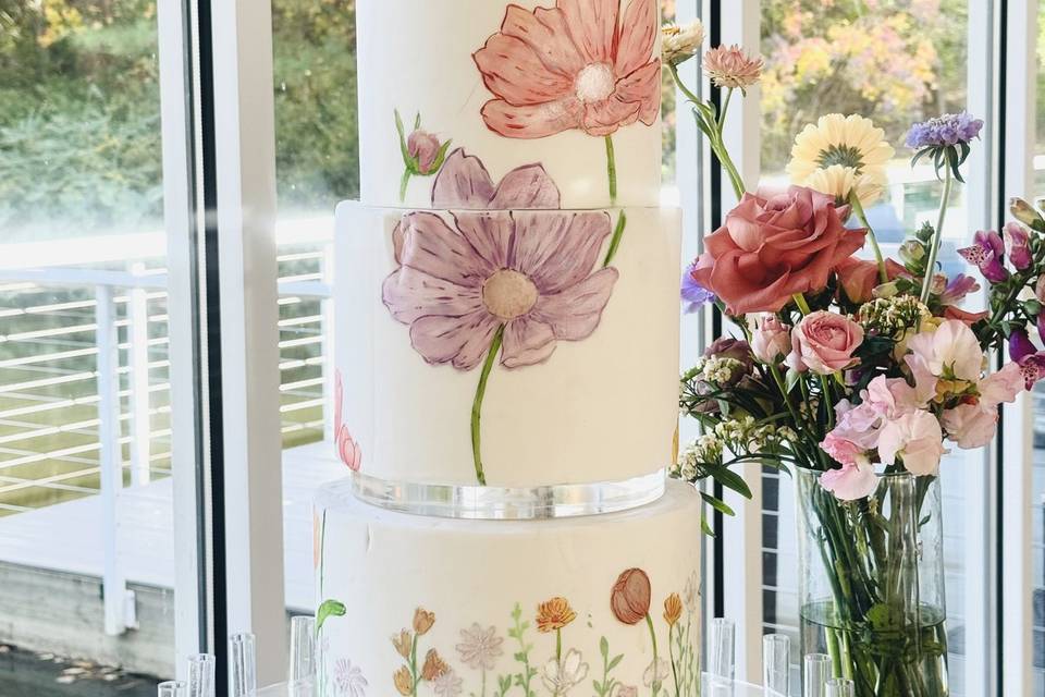 Hand painted flower wedding