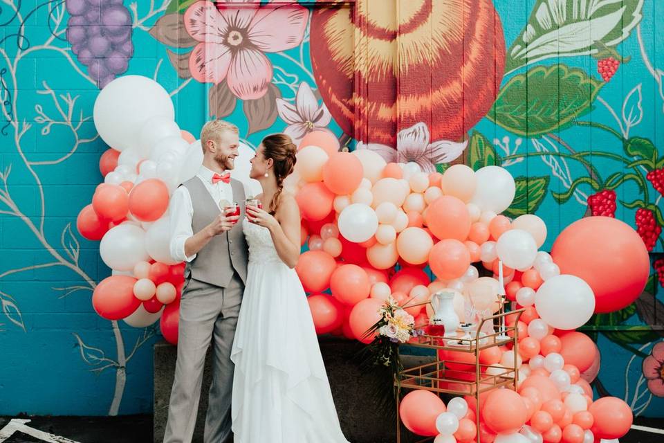 Colorful balloon installation