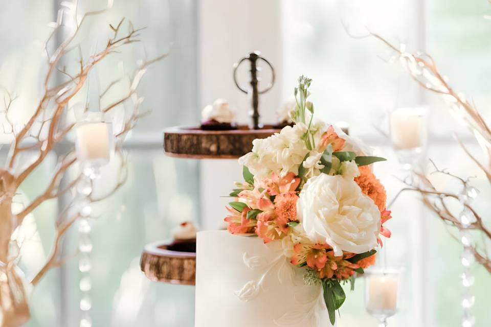 Autumn Flowers Wedding Cake