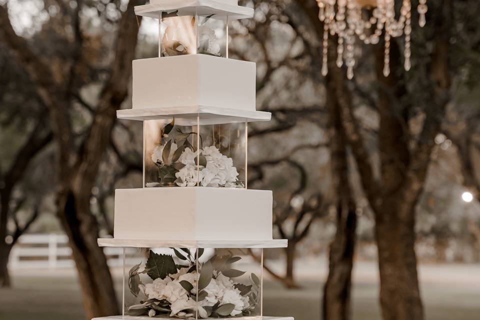Modern White Wedding Cake