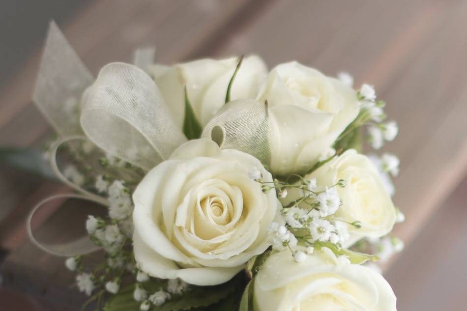 White roses corsage