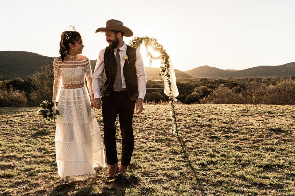 Married couple walking