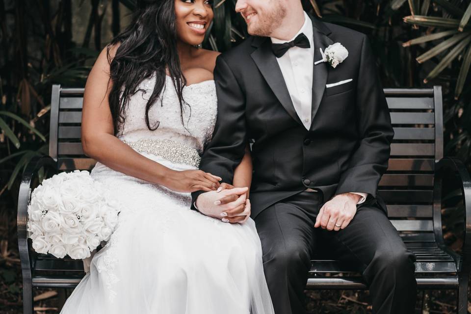 Bride and Groom Holding Hands