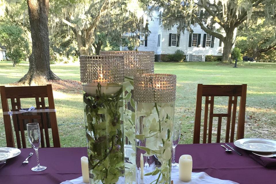 Table setup with centerpiece