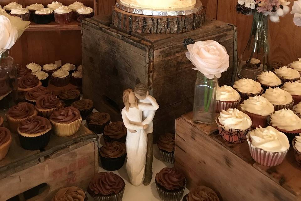 Rustic chic dessert display
