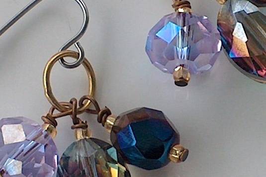 Swarovski crystal and glass drop earrings with vintage hardware