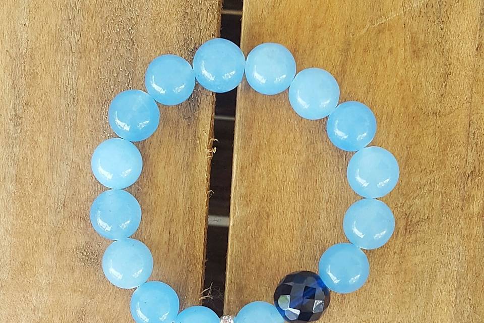 Don't forget your 'something blue' | Protection Bracelet by Marinella Blue jade with a prayer crystal bead & Miraculous Mary medal | beautiful gift for your Bridal tribe!