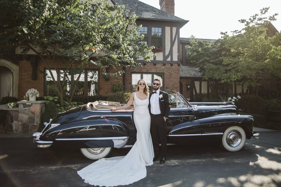 Couple beside a classic car - Rebecca Peplinski Photography
