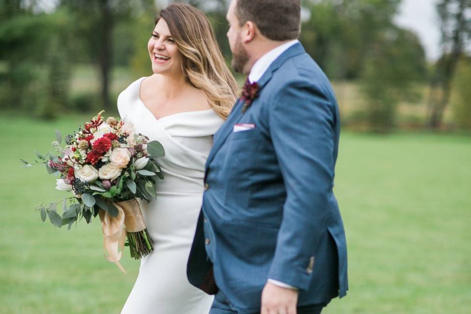 Bride and Groom Walking