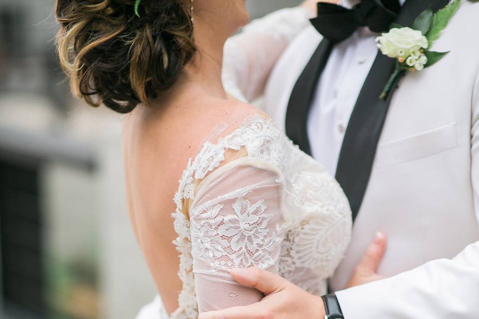 Bride and groom Hugging