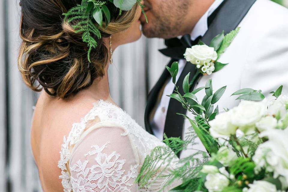 Bride and Groom Kiss