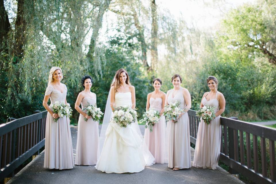 Bridal party on the bridge