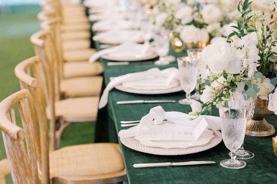 Green table top - tent wedding
