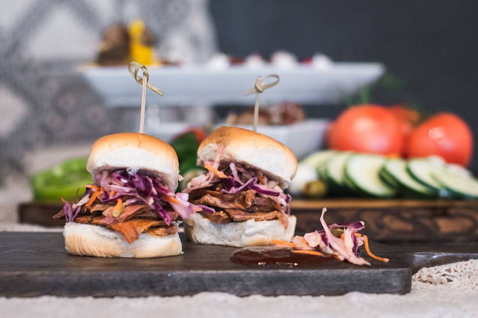 BBQ brisket with slaw sliders