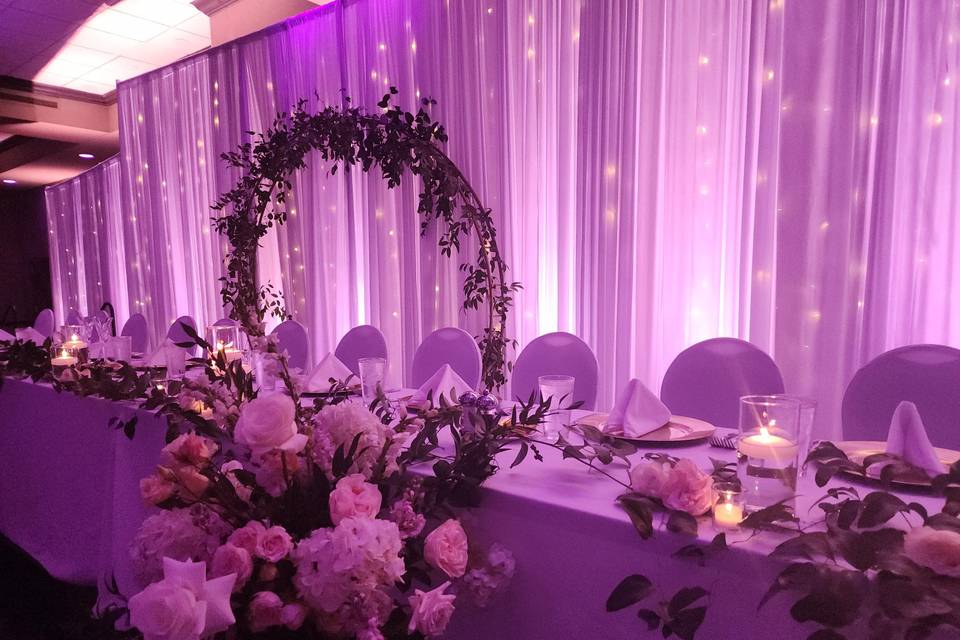 Pipe and drape w fairy lights