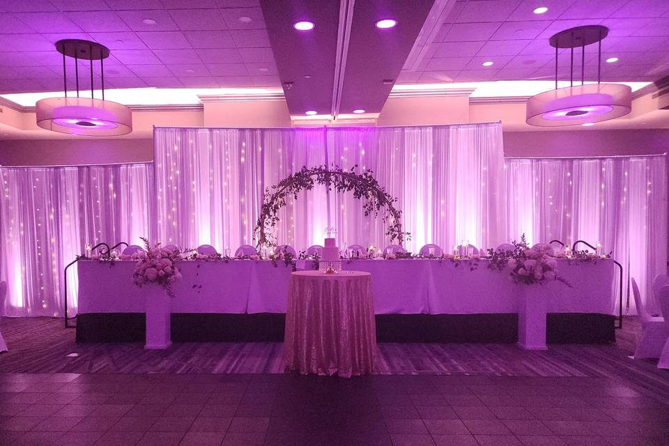 Pipe and drape w fairy lights