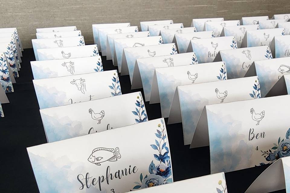 Custom entree cards