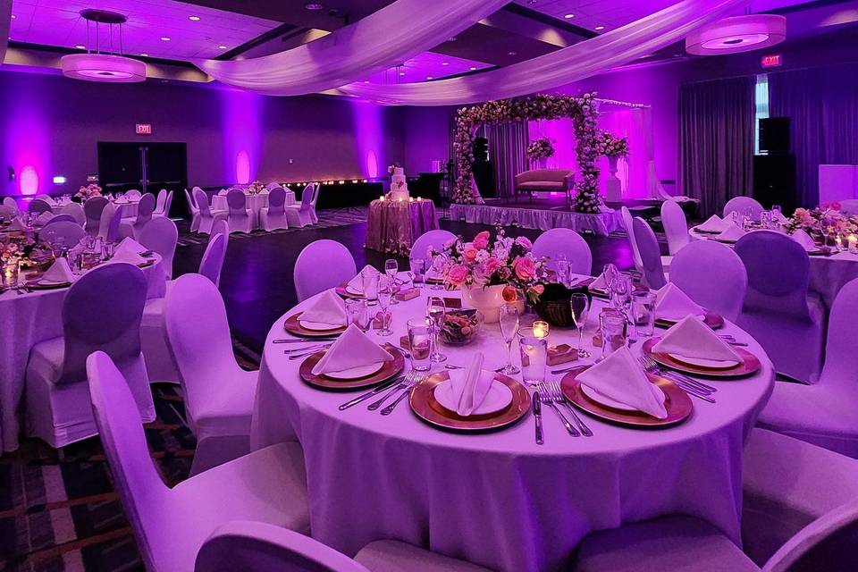Reception with ceiling draping