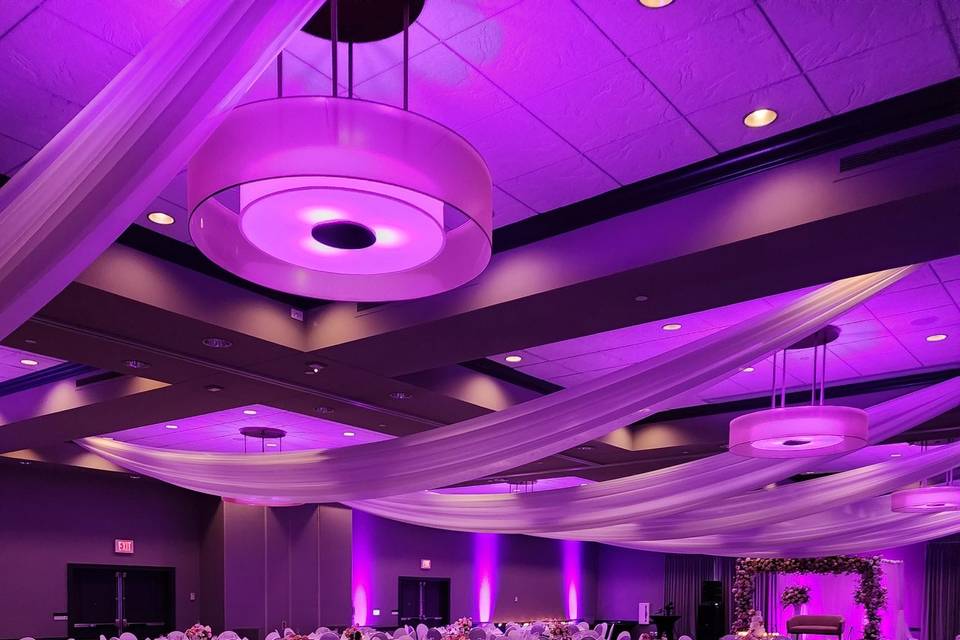 Reception with ceiling draping