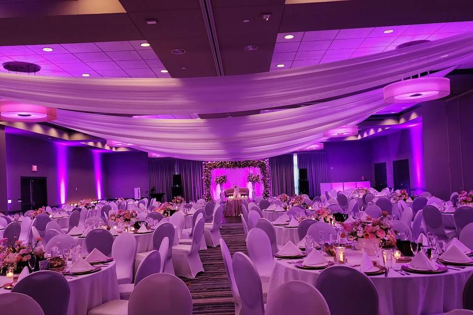 Reception with ceiling draping