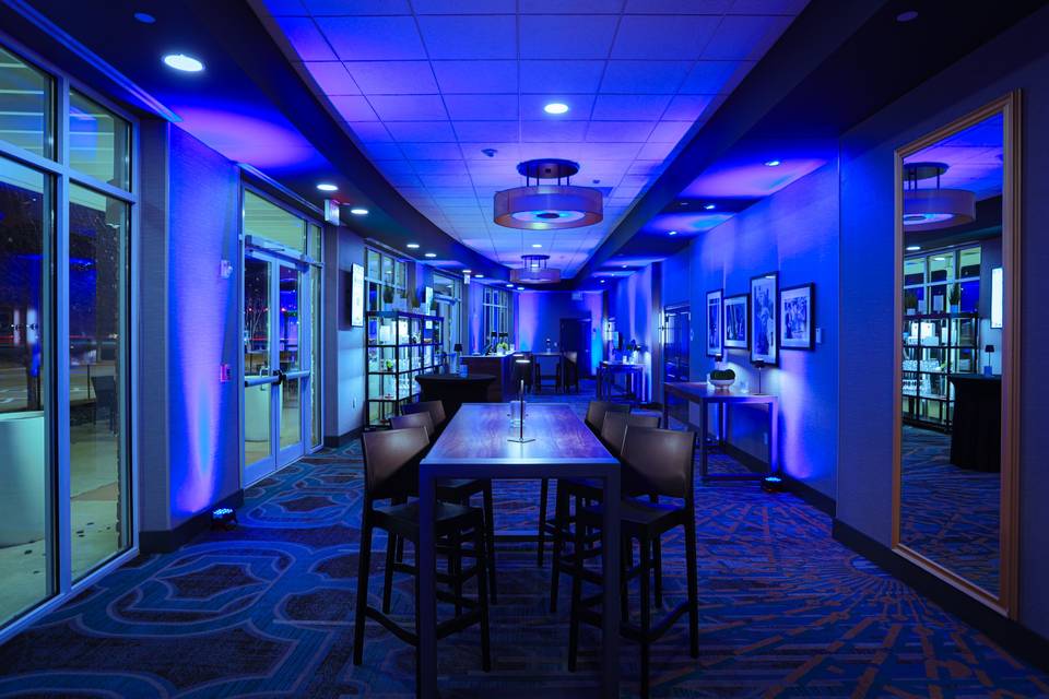 Cocktail hour space at night