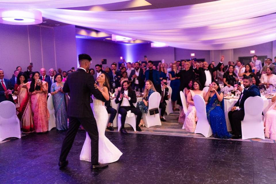Reception with ceiling draping