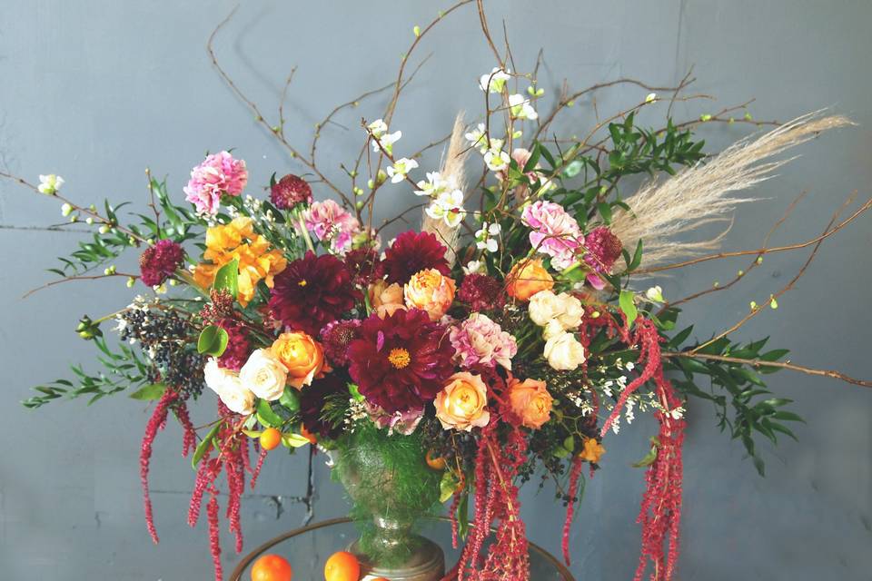 Kumquats, dahlias and Quince