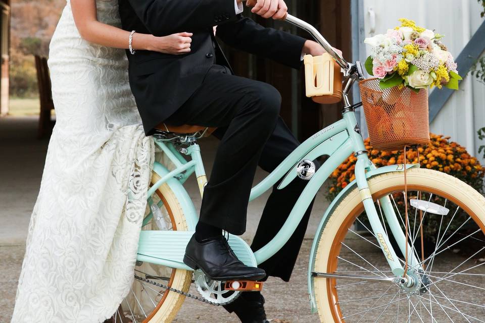 Newlyweds biking