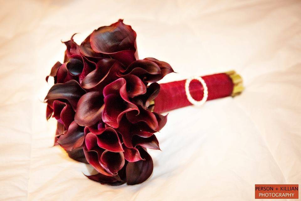 custom designed bouquet of lilies for bride