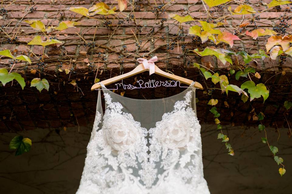 Wedding dress within the vines