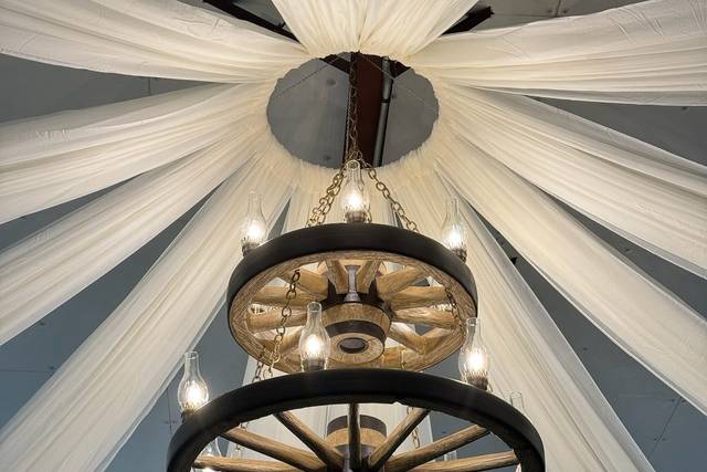 WagonWheel Chandelier + Drapes