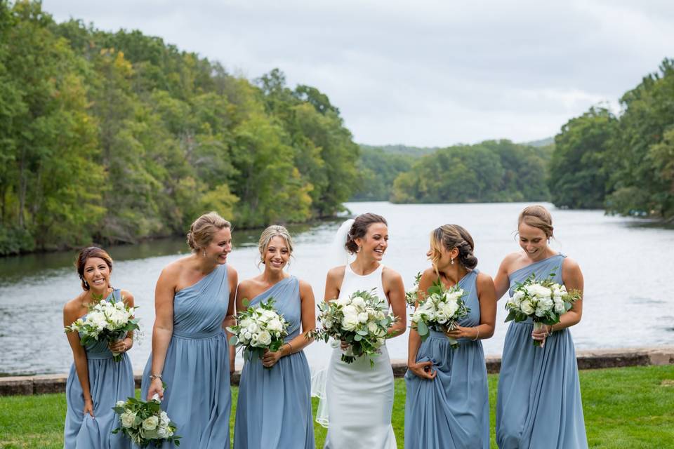 Bride with her bridesmaids