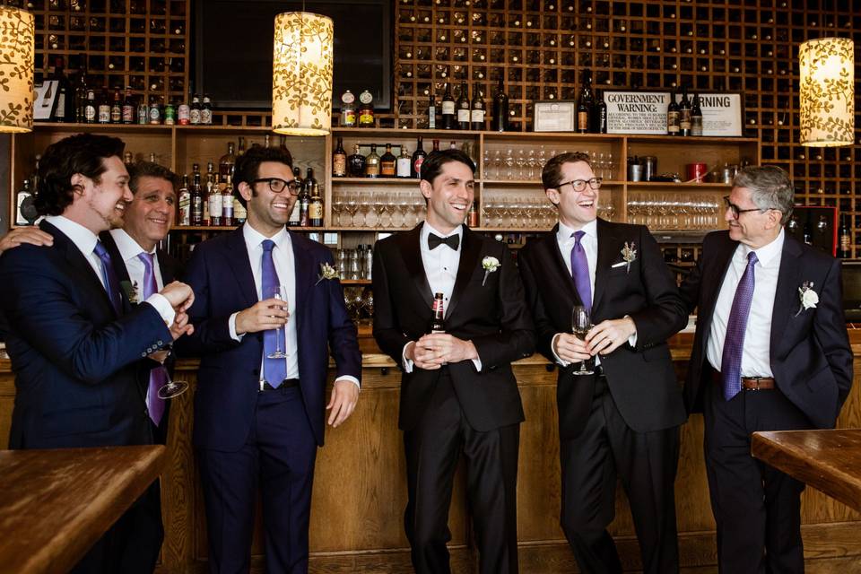 Groomsmen laughing